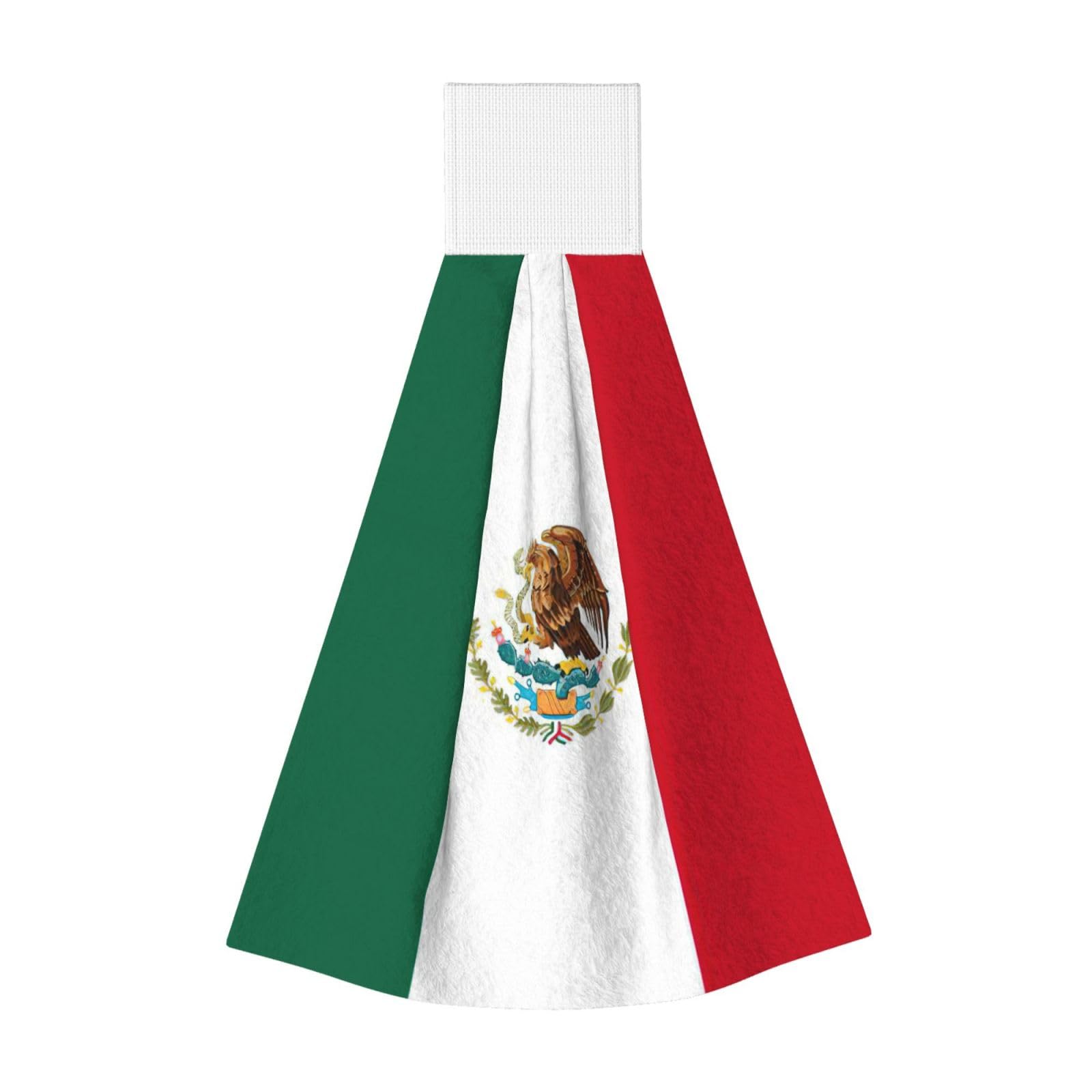 DUWAA Flag Of Mexico Print Hanging Hand Towel Quick Dry Bathroom Towel Soft Kitchen Towel