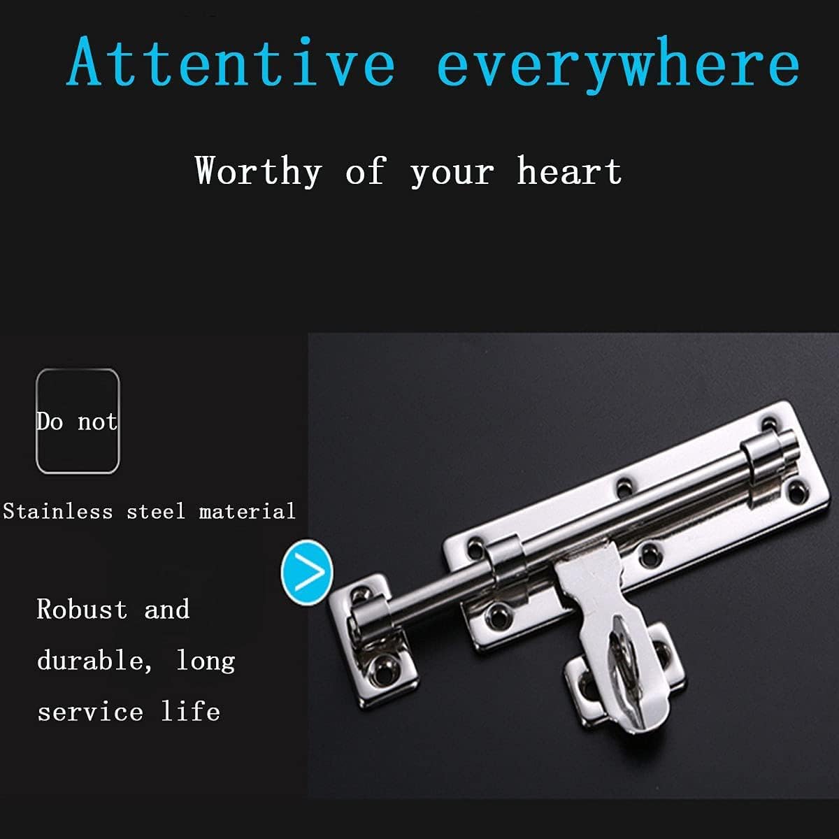 Sliding Door Lock,1pcs Slide Thickened Latch Heavy Duty to Window Stainless Steel Hardware for Garden Gate Shed Window(Silver Right,8 inches)