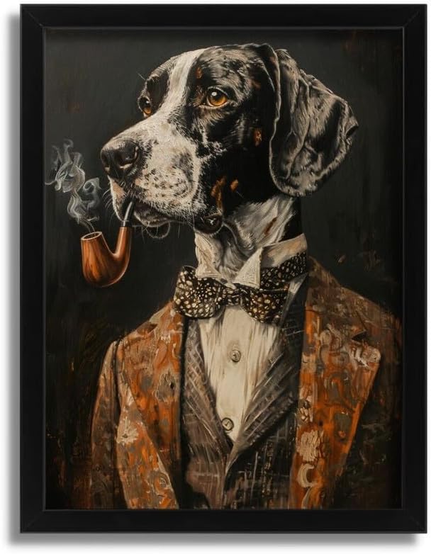 Elegant Great Dane in Suit Art Print Dapper Dog with Pipe Great Dane Wall Art A0 Poster on Canvas - Wall Art Home Decor Movie Poster Canvas Film Cinema Retro Vintage Cult Classic Nostargic Saga Moder