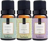 Kit 3 Essências Via Aroma 10ml (Bamboo, Capim Limão e Lavanda)