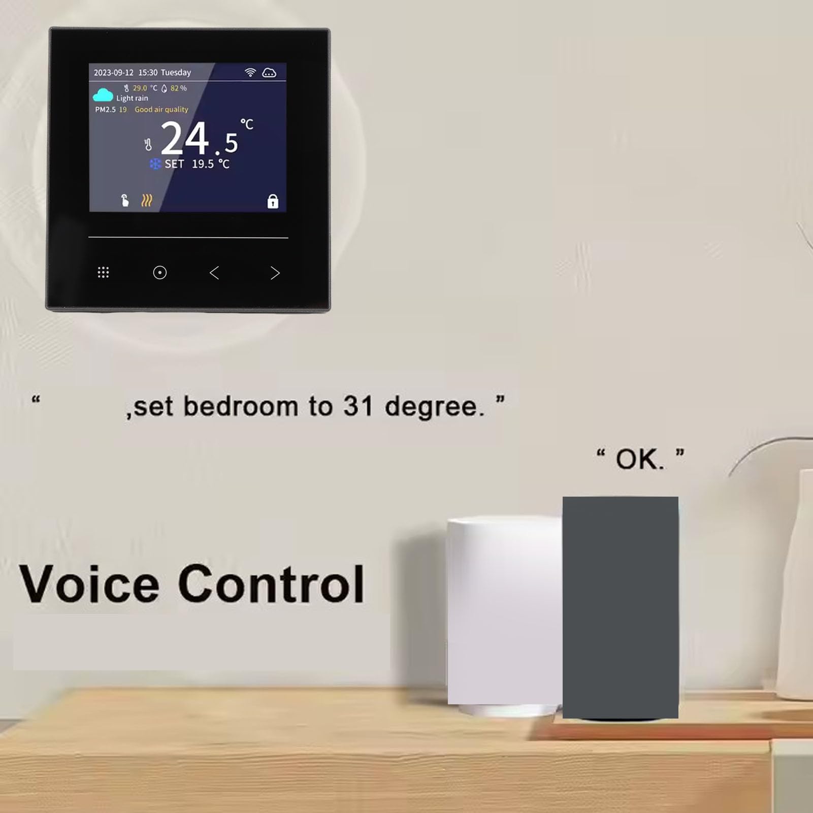 LUOCUTE LCD KOLOR WYJŚCIE Home Thermostat WIFI Kontrola Smart Termostat Kontroler Temperatury dla Piekarnika ściennego