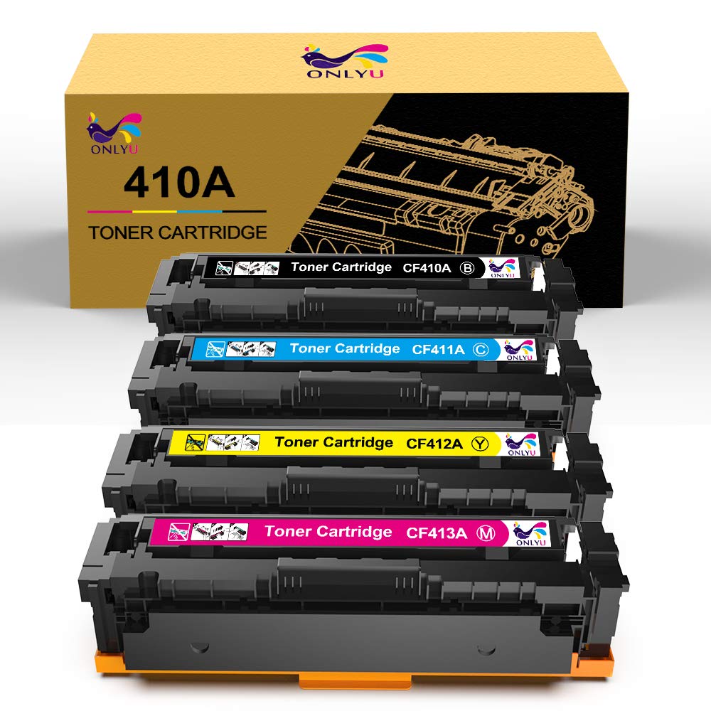 ONLYU Compatible Toner Cartridge Replacement for HP 410A CF410A CF411A CF412A CF413A 410X for Color Pro MFP M477fnw M477fdw M477fdn M452dw M452dn M452nw Printer (4 Pack)