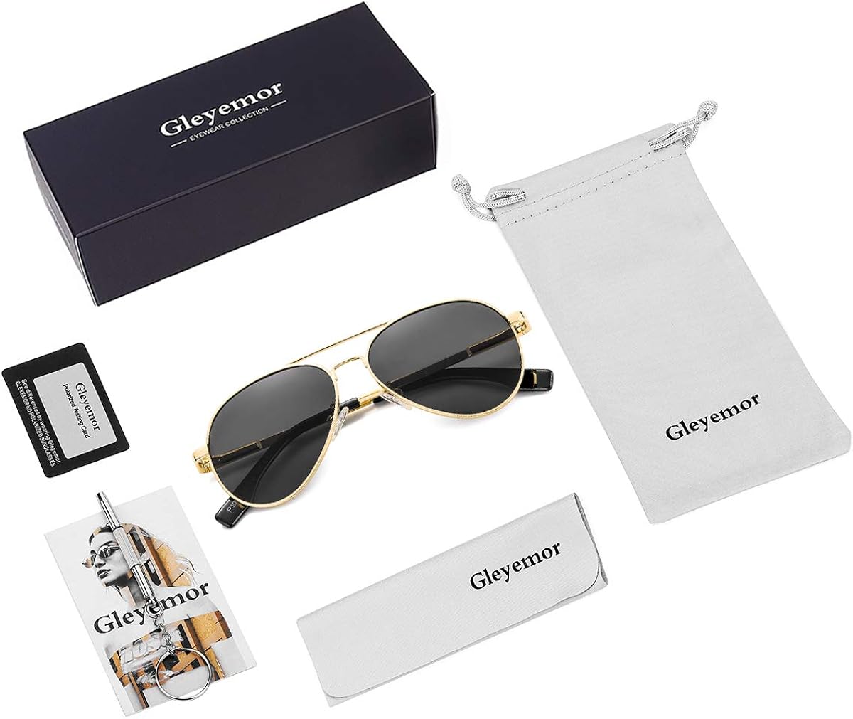 Miniatura 7 de Gleyemor Gafas de sol de aviador pequeñas para mujeres y hombres, marco pequeño de 2.047in, polarizadas, aviadores para cara pequeña