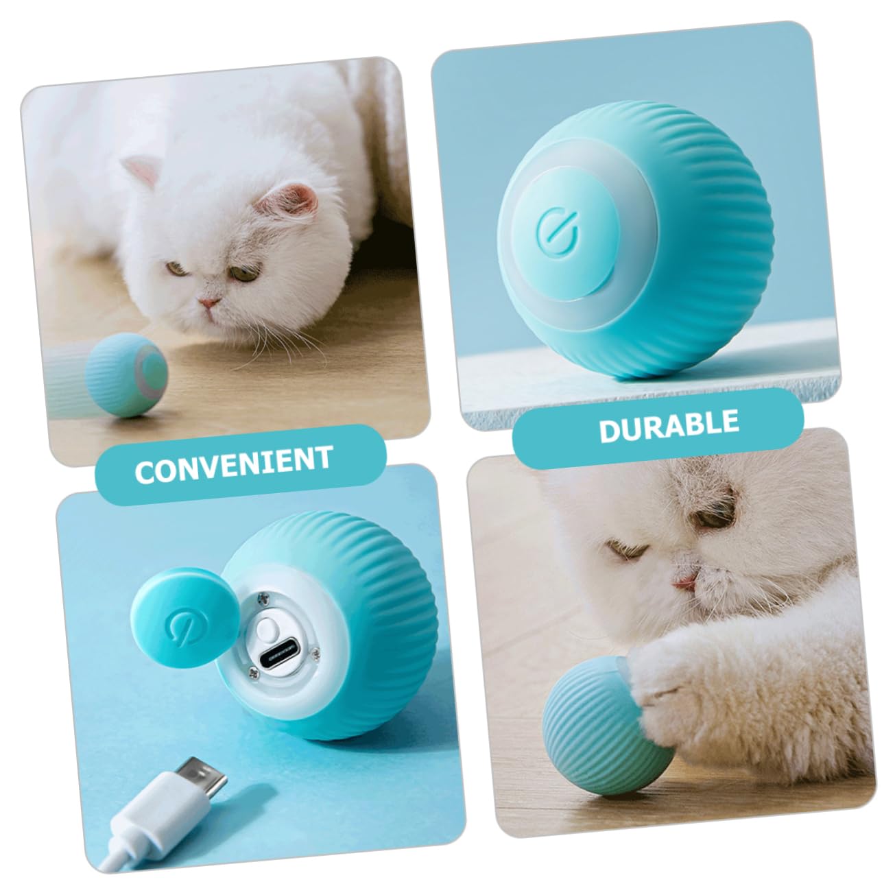 DOITOOL 4 Piezas Inteligente Gato Teaser Bola Divertidas Bolas De Gato Juguetes para Gatitos Interior Gatito Juguete Palo Juguete Gatera Juguete Rascar Bolas De Masticar