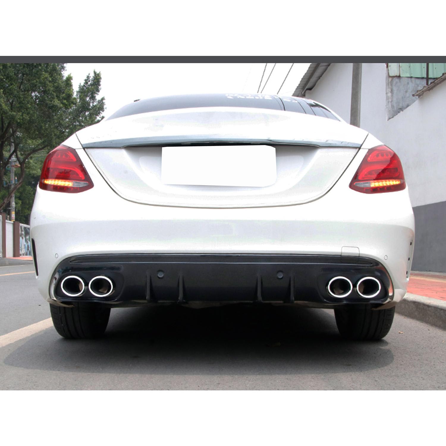 Heckdiffusor Diffusor + Auspuffblenden Chrom für Mercedes Benz C-Klasse W205 S205 AMG Line Limo Kombi C43 AMG ab 2014 2015 2016 2017