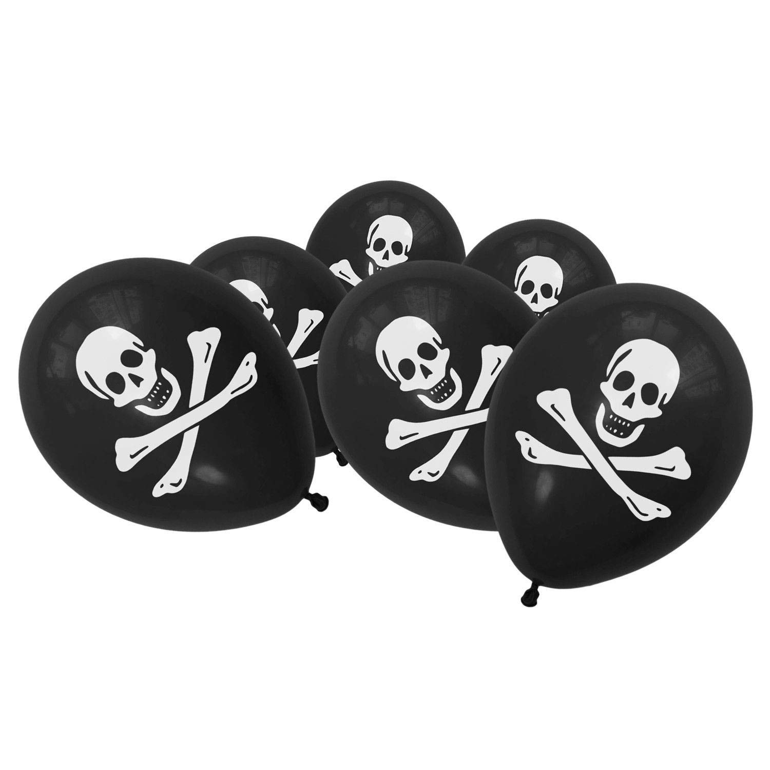 15pcs Pirate Party Decorations Black Balloons Latex Skull and Cross Bones Halloween Birthday