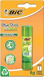 Cola Bastão 8g, BIC ECOlutions Glue Stick, 886640, Transparente, Plástico 100% Reciclado, Não tóxico e seguro para crianças