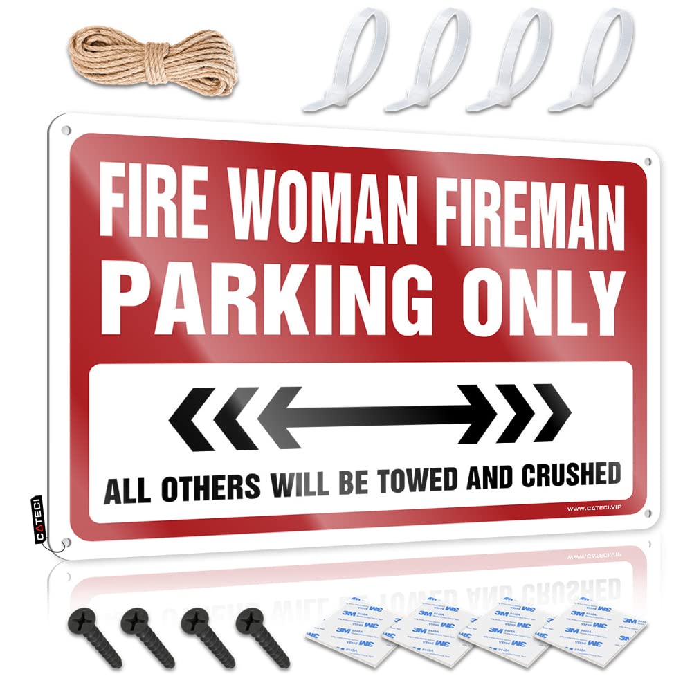 IBWNBBUSN Home Wall Decor Funny Metal Sign Fire Woman Fireman Parking Only Tin Sign Drinking Signs Funny Garage Decor For Men(20X30CM)