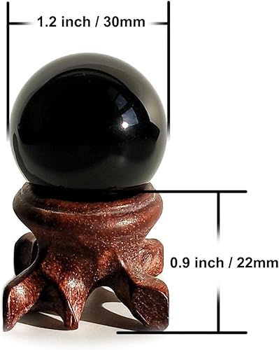 Miniatura 5 de Mina Heal Esfera de obsidiana para meditación, adivinación y Feng Shui, bola grande de cristal negro con soporte