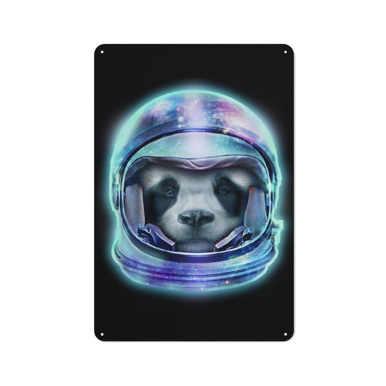 Junmoney Astronaut Panda For Café Or Restaurant, Vintage Tin Wall Plaque 30X20cm, New Home Wall Decor For Café Owners And Decorators