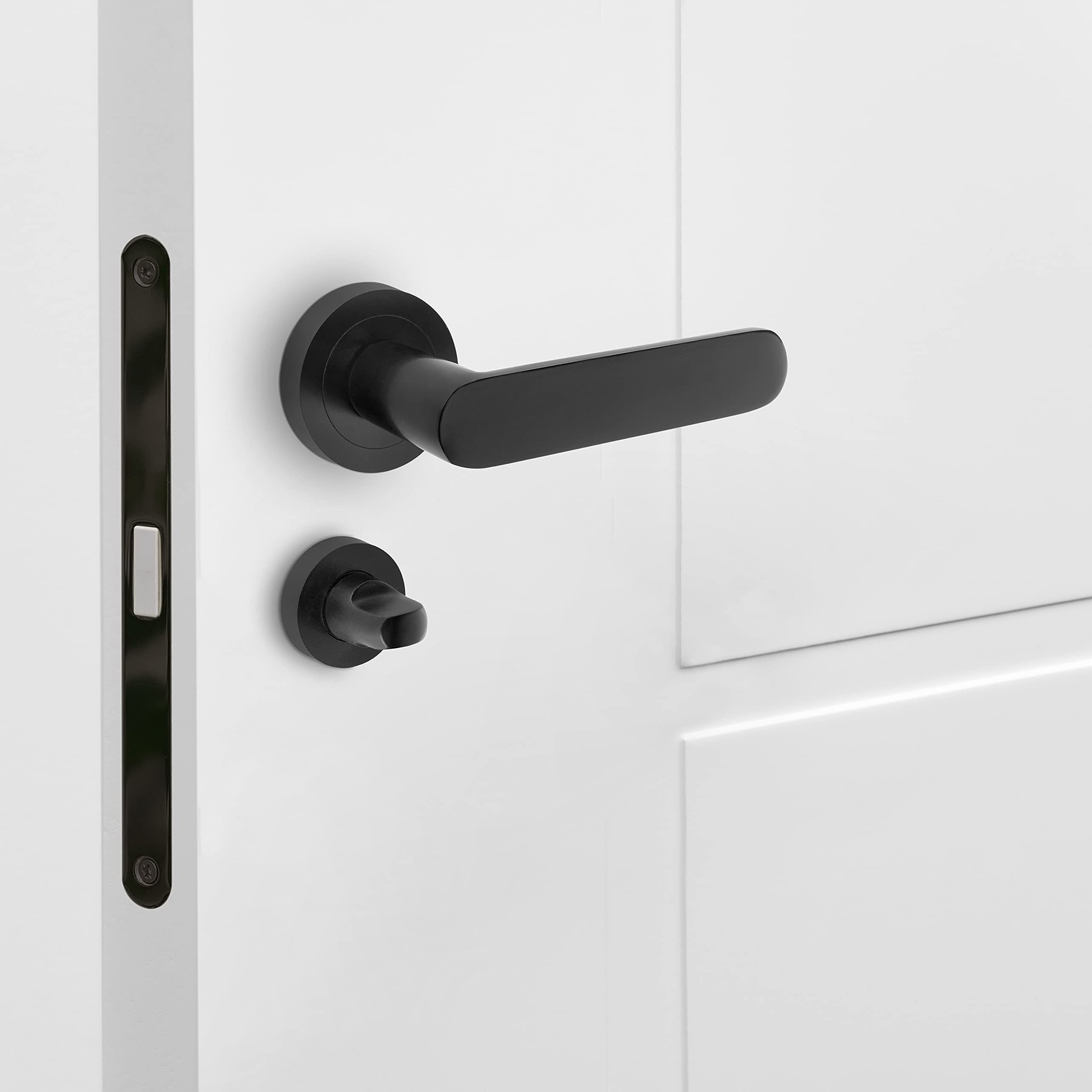 Emuca - Muletilla para puertas correderas de interior, lote de 5 condenas con roseta D.35 mm, zamak, Negro