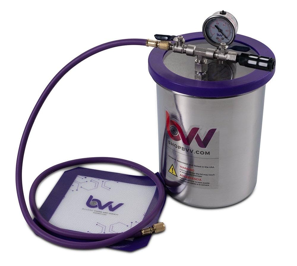 BVV 1.5 Gallon Tall Stainless Steel Vacuum Chamber - withGLASS LID