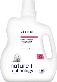 ATTITUDE Liquid Fabric Softener, Plant-Based & Vegan, HE Compatible, Naturally Derived, Pink Grapefruit Scent, 80 Loads, 67.6 Fl Oz