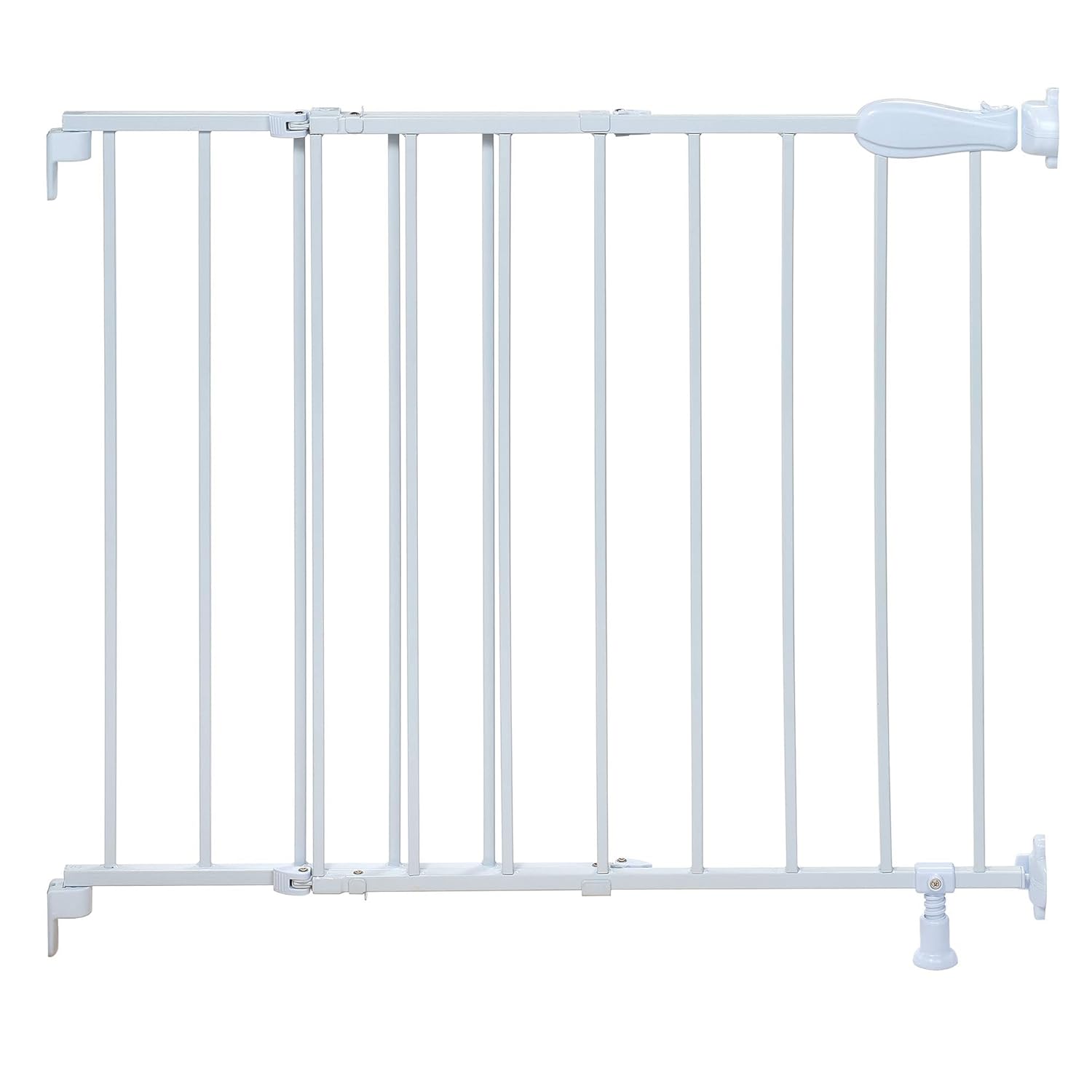 Summer Infant Top of Stairs Simple to Secure Metal Baby Gate, White Metal Finish – 30” Tall, Fits Openings up to 29” to 42” Wide, Baby and Pet Gate for Doorways and Stairways