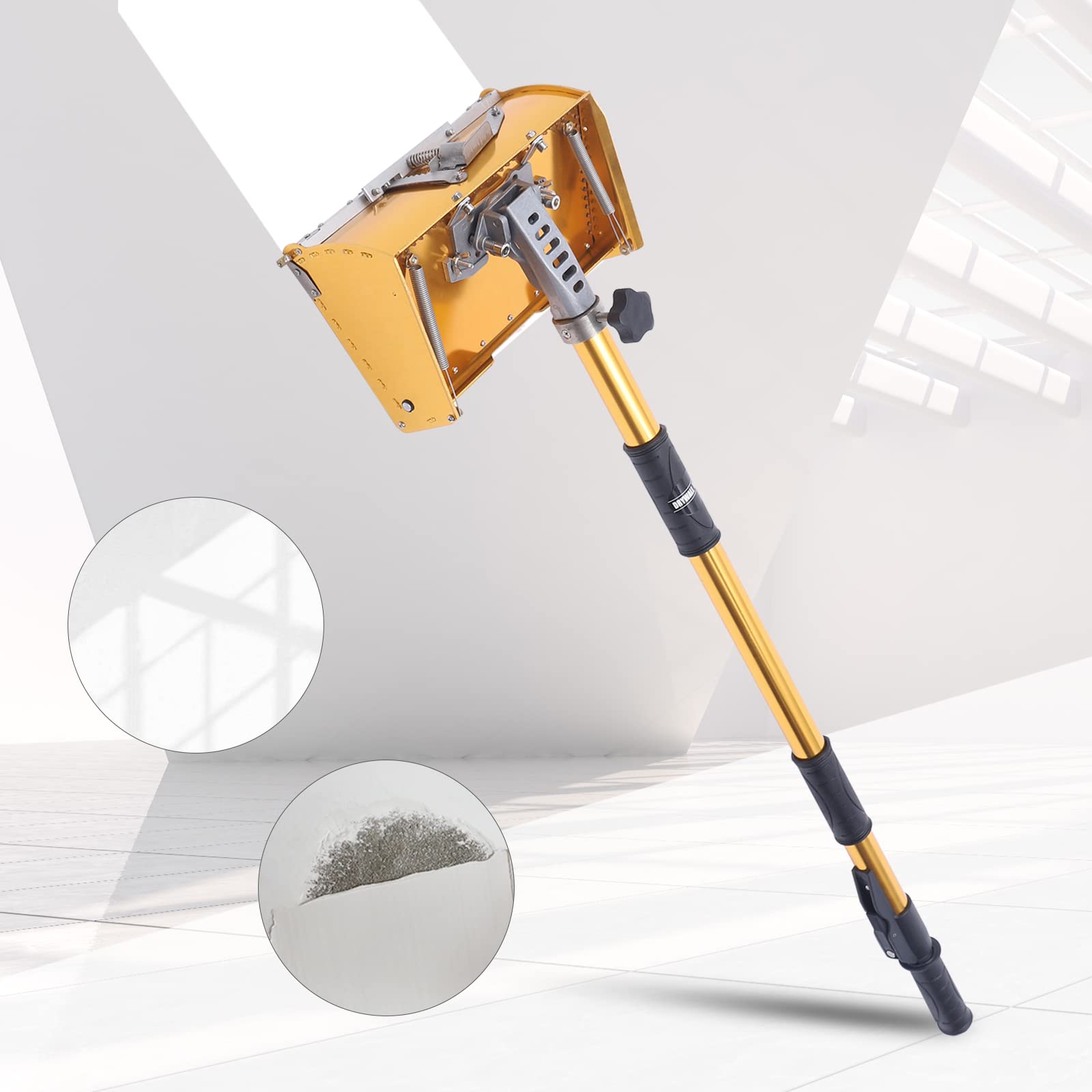 10,43 Zoll - Intonaco per finitura delle pareti con manico antiscivolo, scatola professionale per finitura piatta per cartongesso con asta regolabile, lunghezza 0,9-1,5 m, per stucco