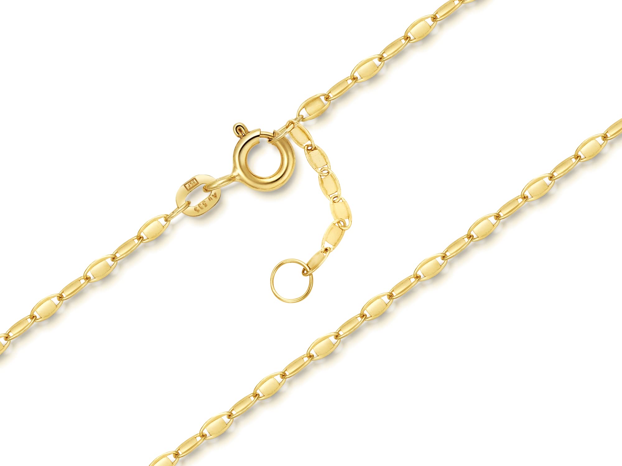 Fußkette Plättchen Breite 1,9mm | aus echt 585 Gold | hochglanzpolierte Fußkette | Echtgold mit Federringverschluß