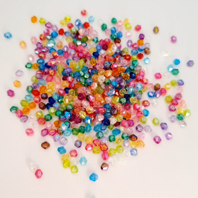 Lot De 300 Perles Toupies Acrylique à Facettes Noir - Diamètre 4 Mm - Pour Création De Bijoux Fantaisie