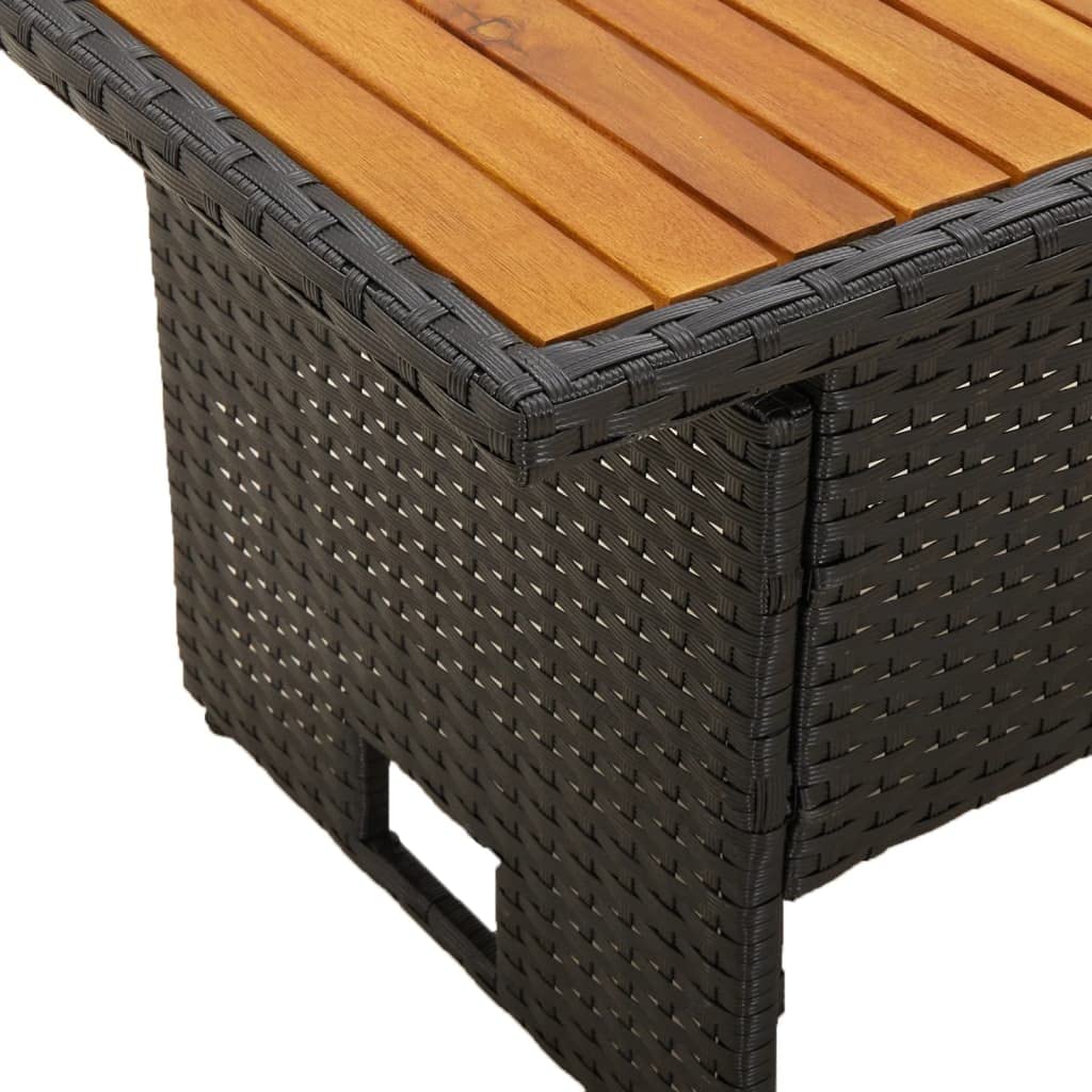 Tomostar Table Basse de Jardin, Table d'appoint Salon Terrasse Extèrieur Noir 100x50x43/63 cm Acacia et résine tressée
