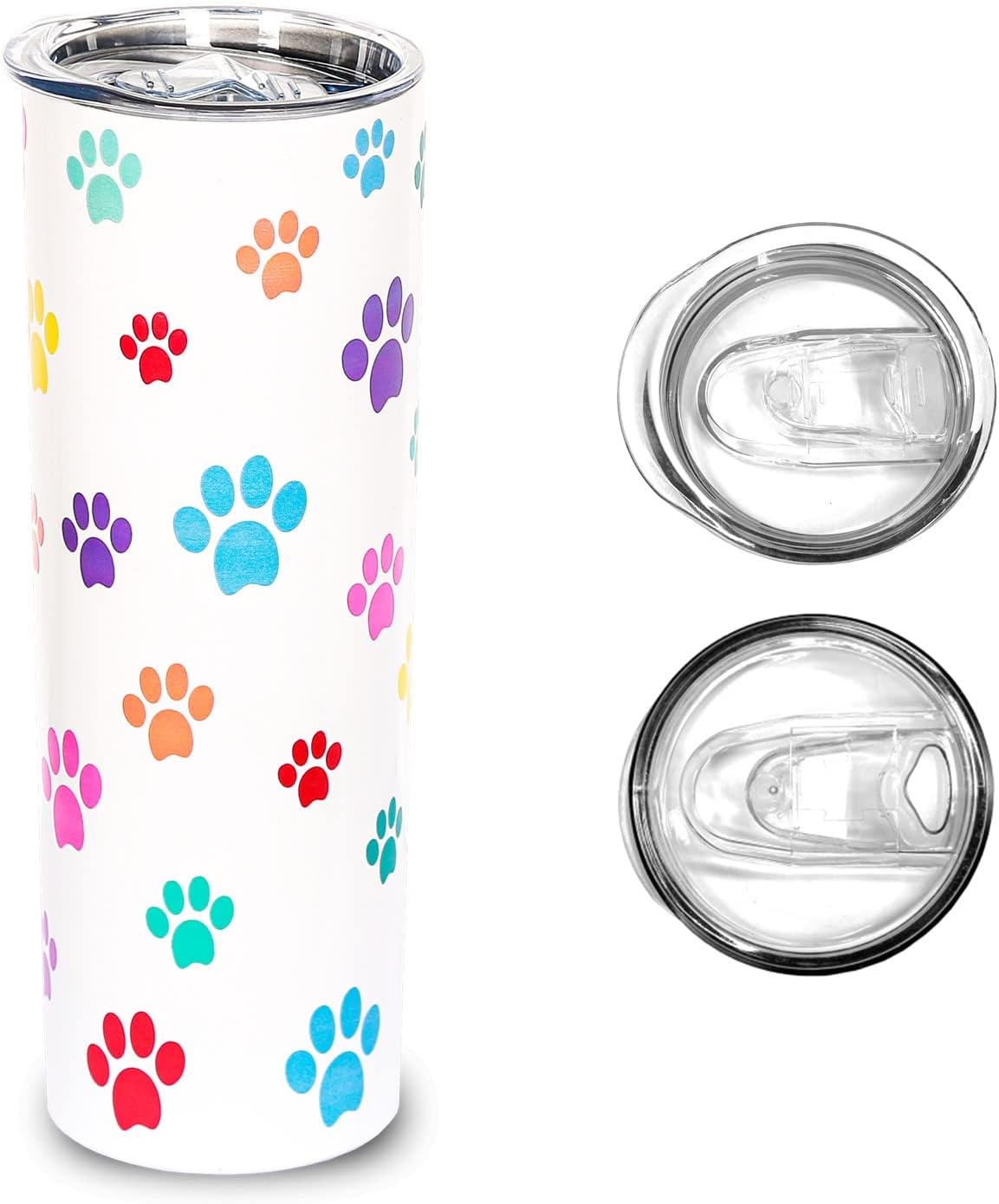 Skinny Dog Tumbler Cups 20oz Travel Mug Mom Gifts Paw Print Tumbler with Lid for Women, Compound festival Gifts for Lovers Women Travel Cups Mugs Insulated Drinking Hot or Cold