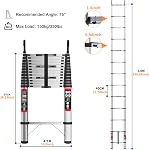5M Telescopic Ladder with Detachable Hooks Stainless Steel Heavy Duty Extendable Foldable Multi Purpose 16.5ft Ladder, More Sturdy and Durable Than Aluminum Ladder