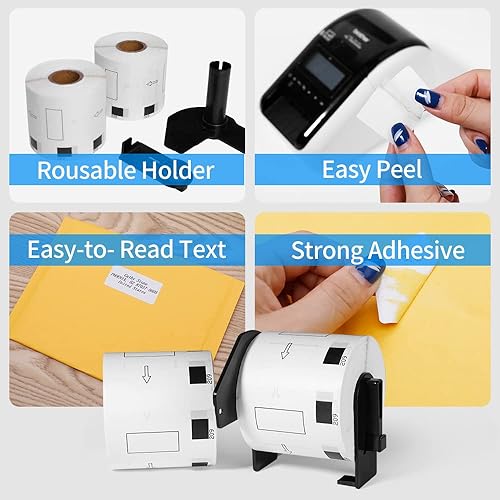 Miniatura 5 de 24 rollos + 3 marcos, rollo de papel compatible con MarkDomain DK-2205 (2.4 pulgadas x 100 pies) y DK-1209 de 1.1 pulgadas x 2.4 pulgadas (2.441 in