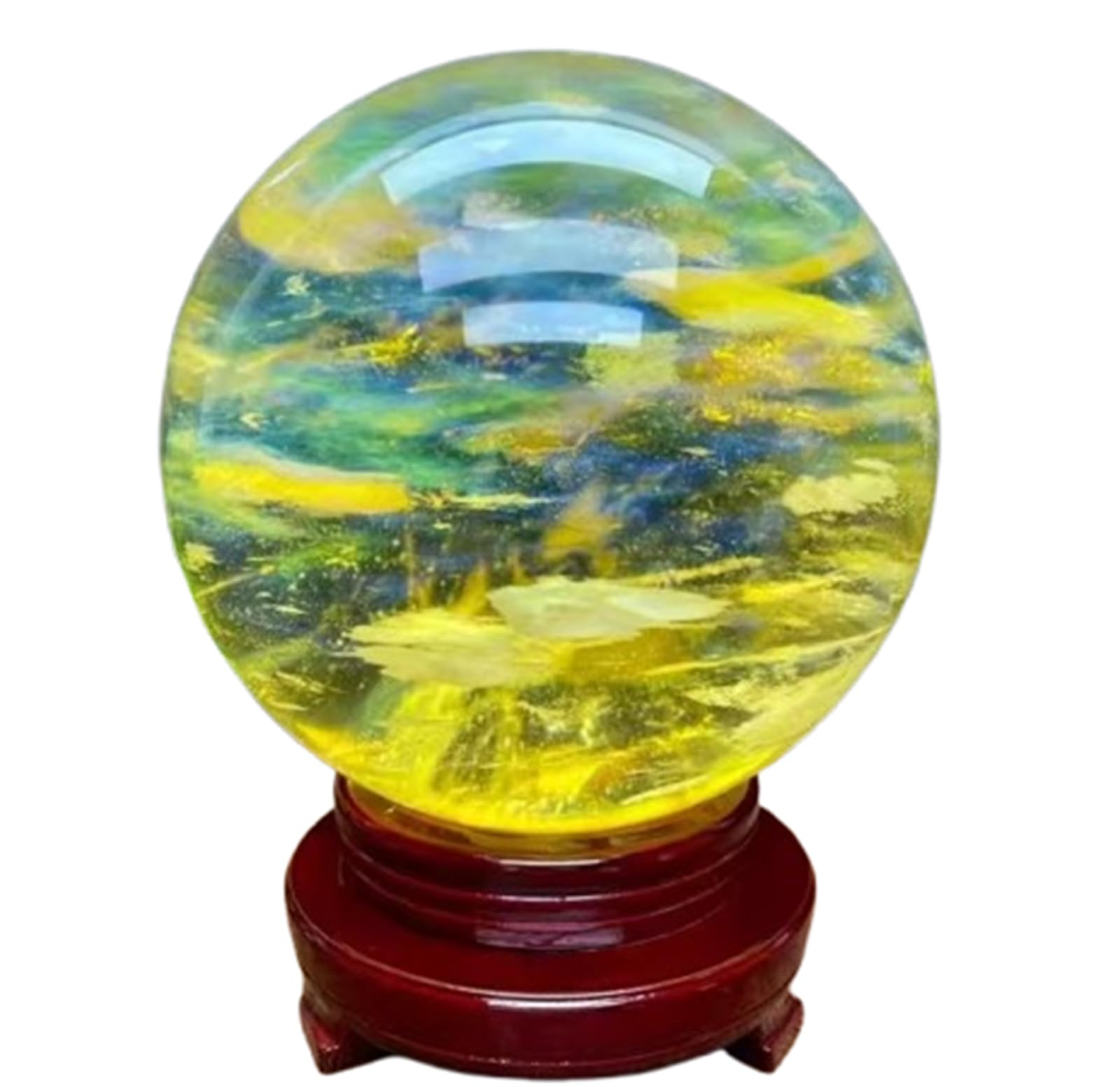 CYVXCPPGI Melting Yellow Crystal Sphere | Citrine Gemstone Ball for Home & Office Decor | Feng Shui Wealth & Abundance, Raw Polished Stone,7.1"(18cm)