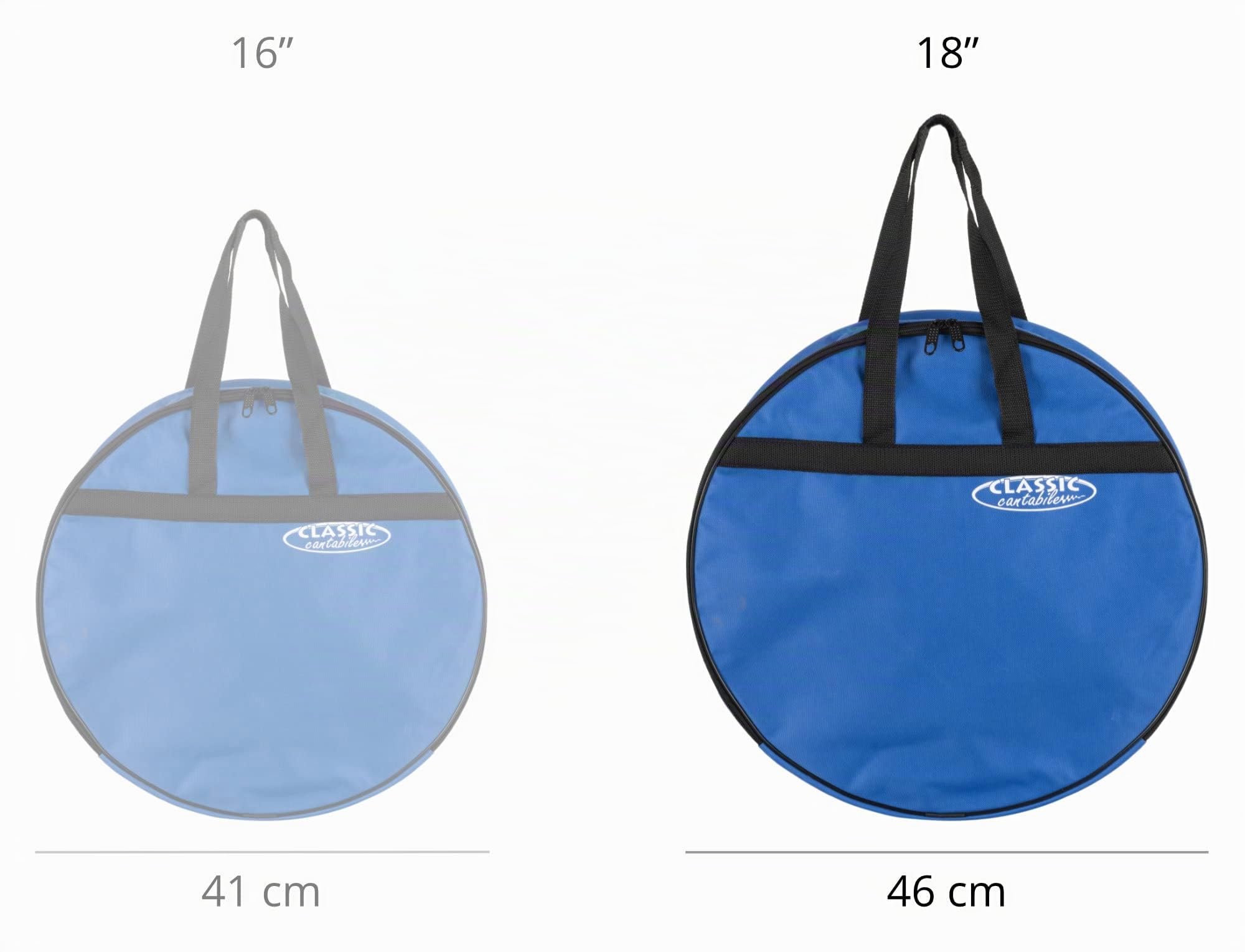 Housse Classic Cantabile pour Tambour Chamanique 18" - Convient aux Tambours de 46 cm de Diamètre - Rembourrée - Pour Hand Drums et Frame Drums - Bleu