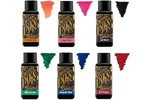Diamine Ink Cartridge 6-Pack: Autumn Oak, Hope Pink, Majestic Blue, Red Dragon,...