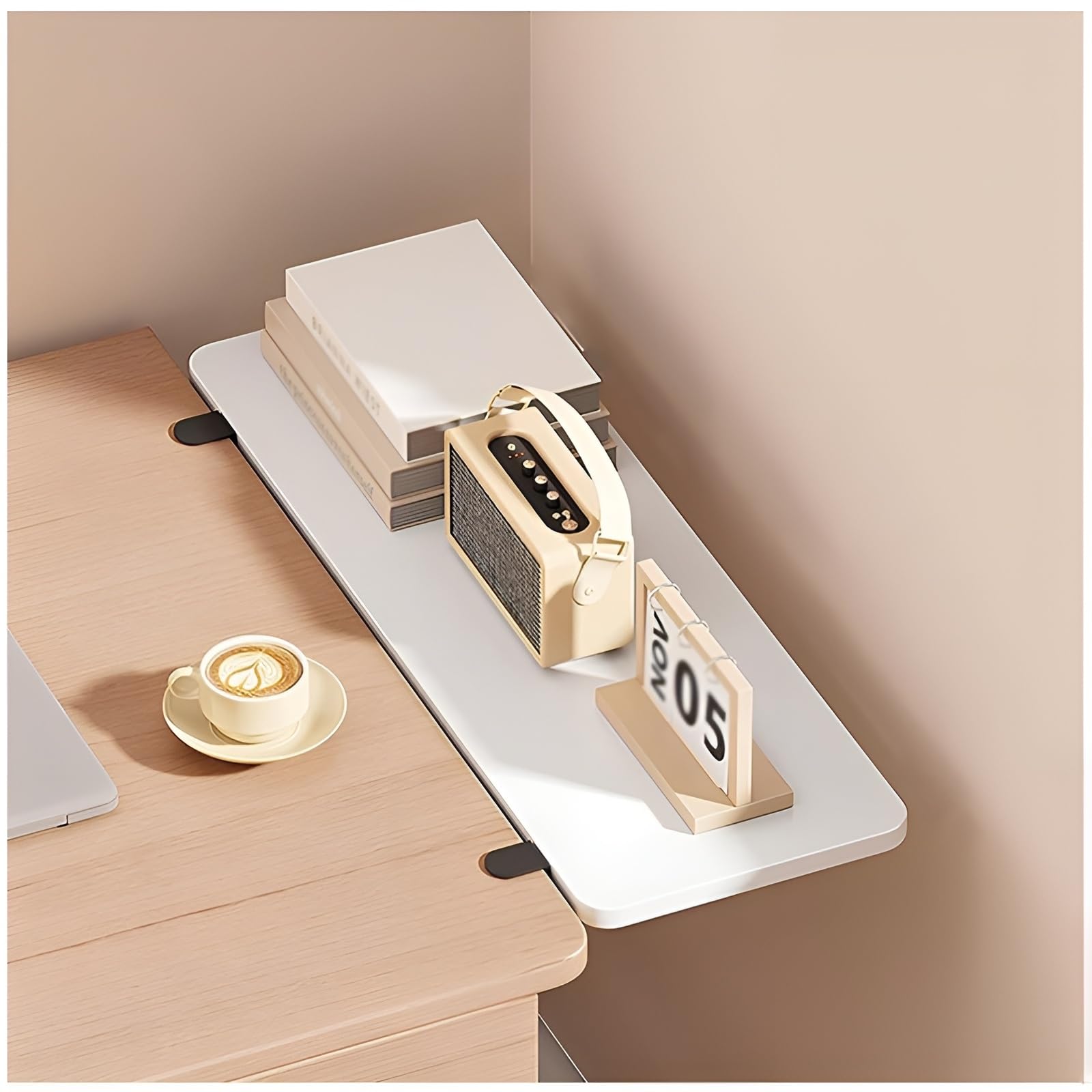Bureau pliable compact avec étagère pour clavier en bois et plateau flottant Wortat