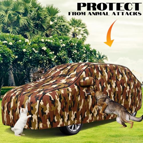 Image of Car Cover for Kia Sonet All Model & Years (2020-2024) 100% Waterproof with Mirror Pockets, Triple Stitched Bottom Elastic Dustproof Full Body Protection Heat & UV Resistant, Jungle
