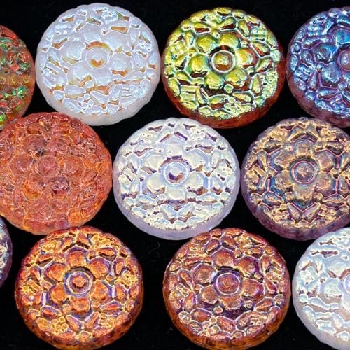 Outlet 10 Grams Spring Flower Round Beads, 18 x 18 mm, Crystal Pink Mixed Colors (Crystal-Pink-Mix), Glass, Czech Republic