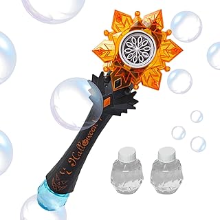 Halloween Bubble Machine - Light Up Crystal Pinwheel Bubble Stick with Music, Automatic Bubble Blower | Bubble Maker for 1000+ Bubbles Per Min, Birthday, Halloween Witch Toy Unniq