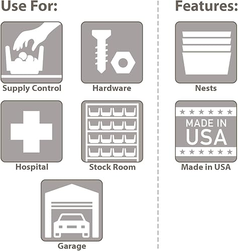 Miniatura 6 de Akro-Mils 36442 - Cubo de plástico Kanban con control de inventario con doble tolva indicador, 11-58 pulgadas x 4-14 pulgadas x 4 pulgadas,