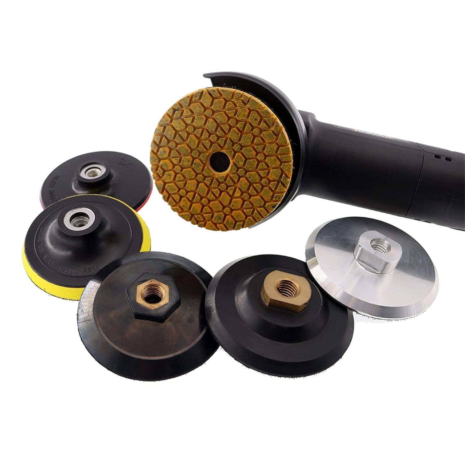 5PCS 4Inch Diamond Polishing Pad Premium Copper Bond Wet Polishing Pads for Granite Marble Concrete Floor Grinding Discs(Mix 5 Grits)