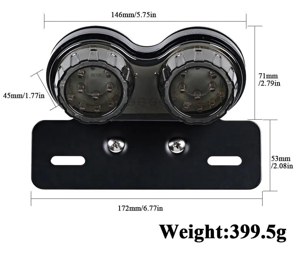 Fanale Posteriore Universale Per Moto A LED Indicatore Di Direzione Del Freno Integrato Lampada Avvertimento Con Staffa Per Targa(Red shell)