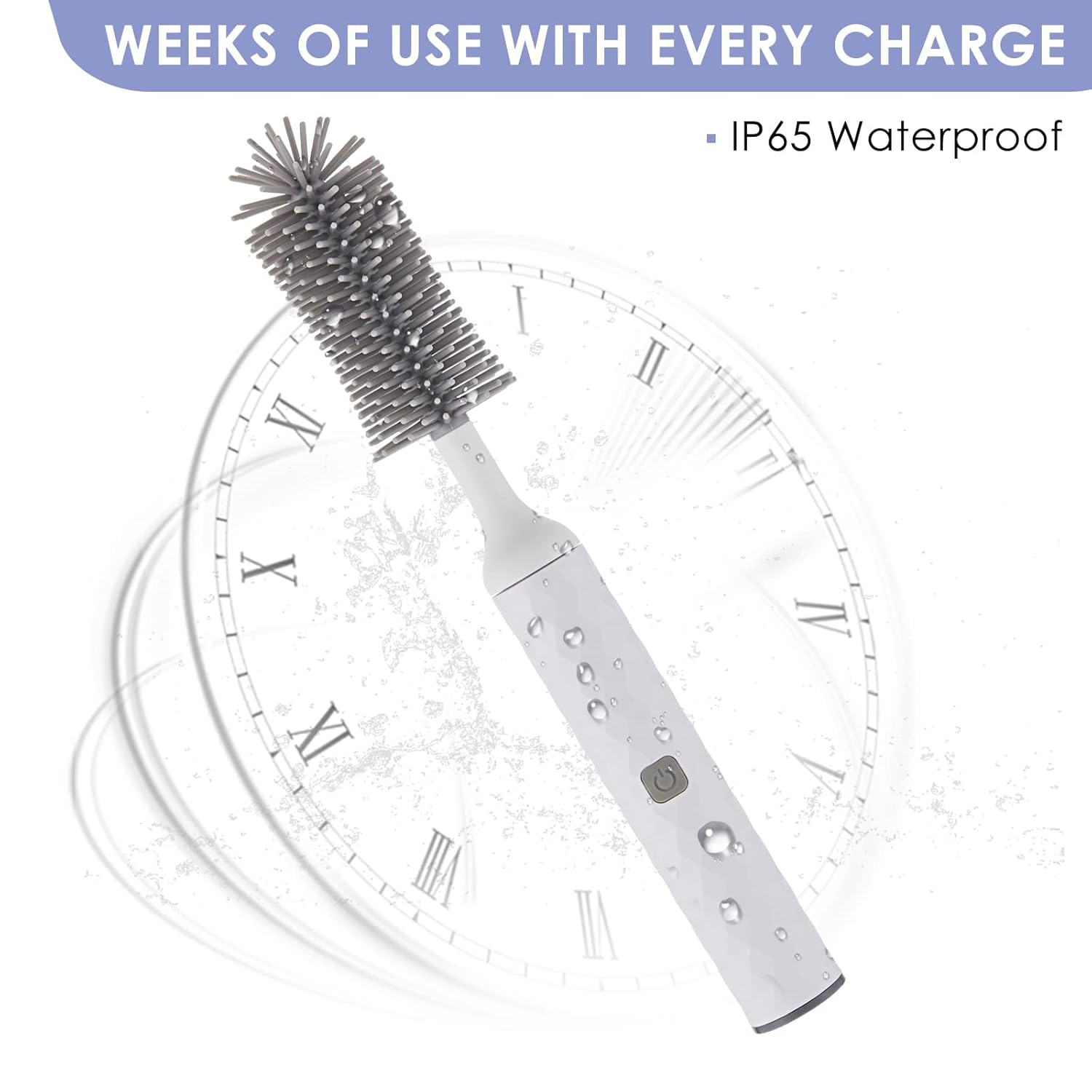Electric Baby Bottle Brush Set with Electric Bottle Brush and Silicone Bottle/Nipple Brush, Long Straw Cleaner, Rechargeable Bottle Cleaner Electric,Waterproof Water Bottle Cleaner,White - Image 6