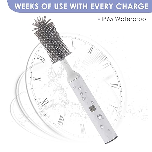 Miniatura 6 de soarup90000 Limpiador de cepillo eléctrico para botellas con cepillo eléctrico, repuesto de cepillo de silicona para biberónpezón, cepillo limpiador