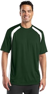Sport-Tek Men's Dry Zone Colorblock Crew L Forest Green/White