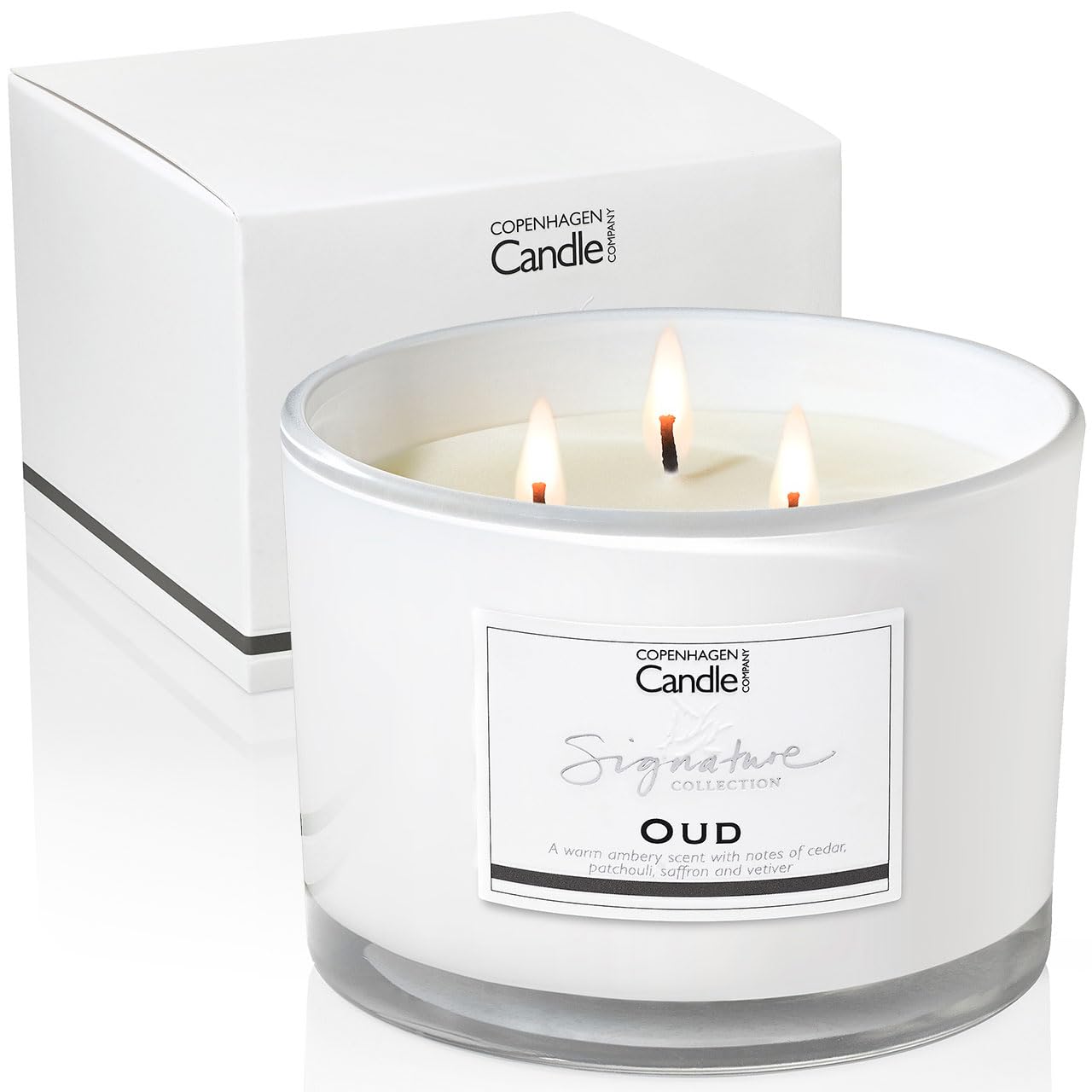 Luxury Scented Candles Gifts for Women | Natural Wax Blend | 35 Hours Burn time | Hotel Collection | The Copenhagen Company - Oud (12oz)