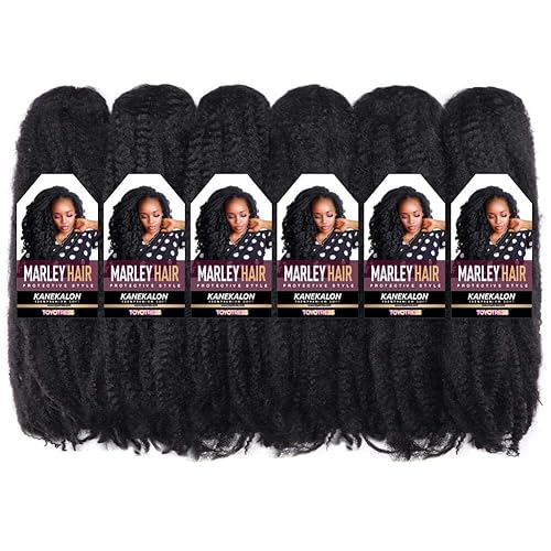 Miniatura 5 de Pack de 6 extensiones de pelo ToyoTress de estilo afro, kinky, rizado, marley, trenza, trenzas de pelo sintético con ganchillo