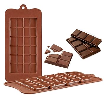 Silicone Bar Chocolate Mould Break Apart Choc Block Mould (Size : 19 * 16 * 2cm), Chocolate Color (Pack of 1)