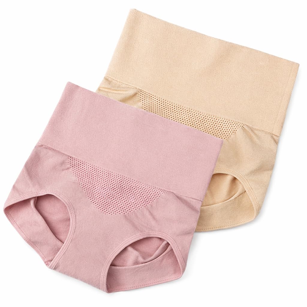 Ask Homes Women High Waist Shapewear Panty, Slim Fit, Seamless & Breathable Body Shaper, Tummy Control Underwear, Breathable Mesh Panel, [2 Pack] Multicolour-image-31
