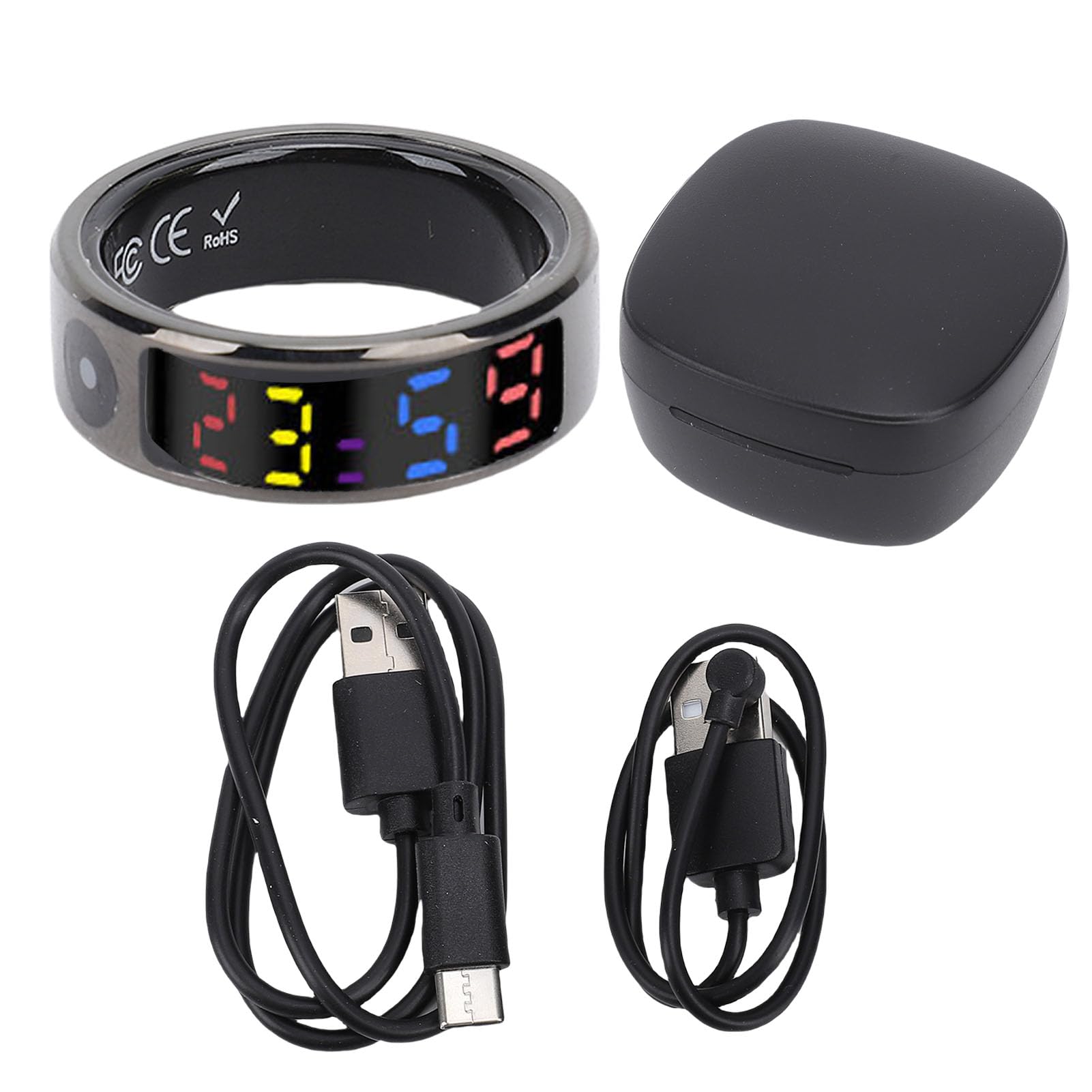 RiToEasysports Bague Intelligente, Tracker d'activité à écran Tactile avec écran Couleur avec Plusieurs Modes Sportifs, étanche pour Hommes et Femmes, Compatible (Taille 9 (ID 18,9 mm / 0,74 Pouces