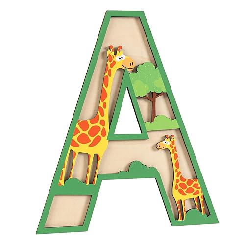 3D Layered Safari Nursery Wooden Letters for Wall Decor, 11.8"