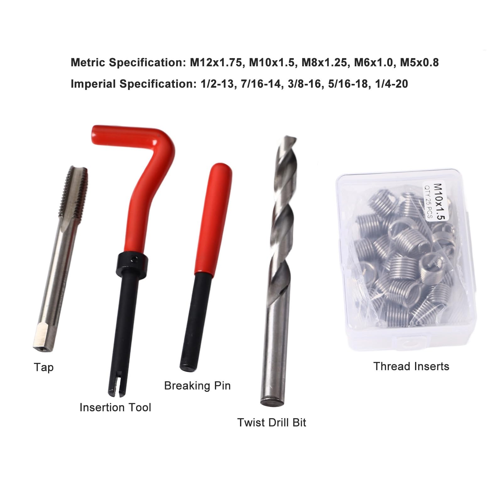261 Piece Thread Insert Repair Thread Repair Kit, Coil Thread Repair Kit Kit, Repairing Accessory Assortment Kit for Automotive Parts Switch Equipment