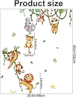Vista 2 de Amaonm - Calcomanía de pared removible de koala, león, mono, plantas trepadoras, vides, animales que juegan con hojas verdes, murales, decoración