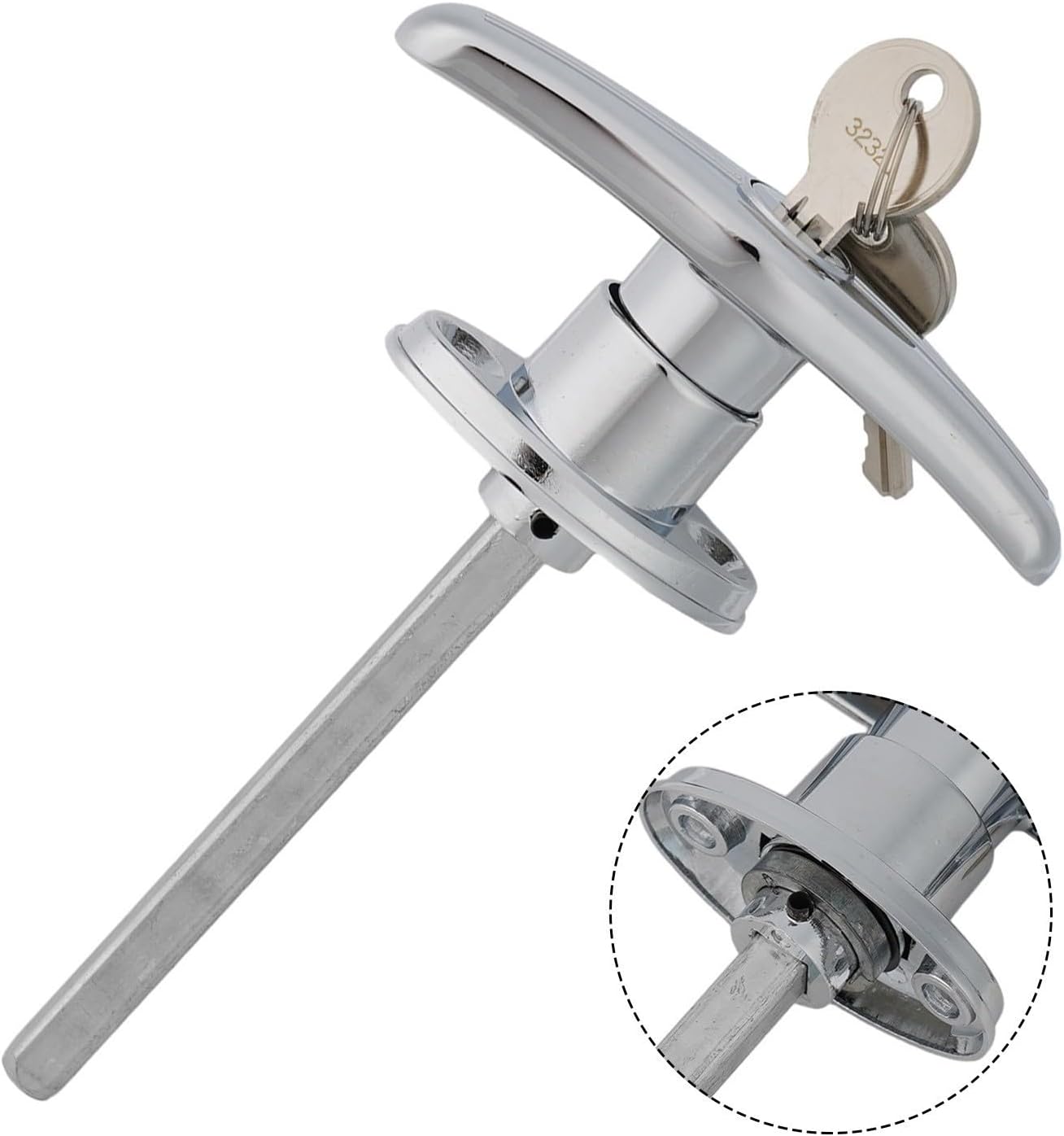 T Handle Garage Door Lock Zinc Alloy T-Type Handle Lock Rear Fixed Camper Van Security RV Trailer Chassis Lock Set Weatherproof Outdoor Gate