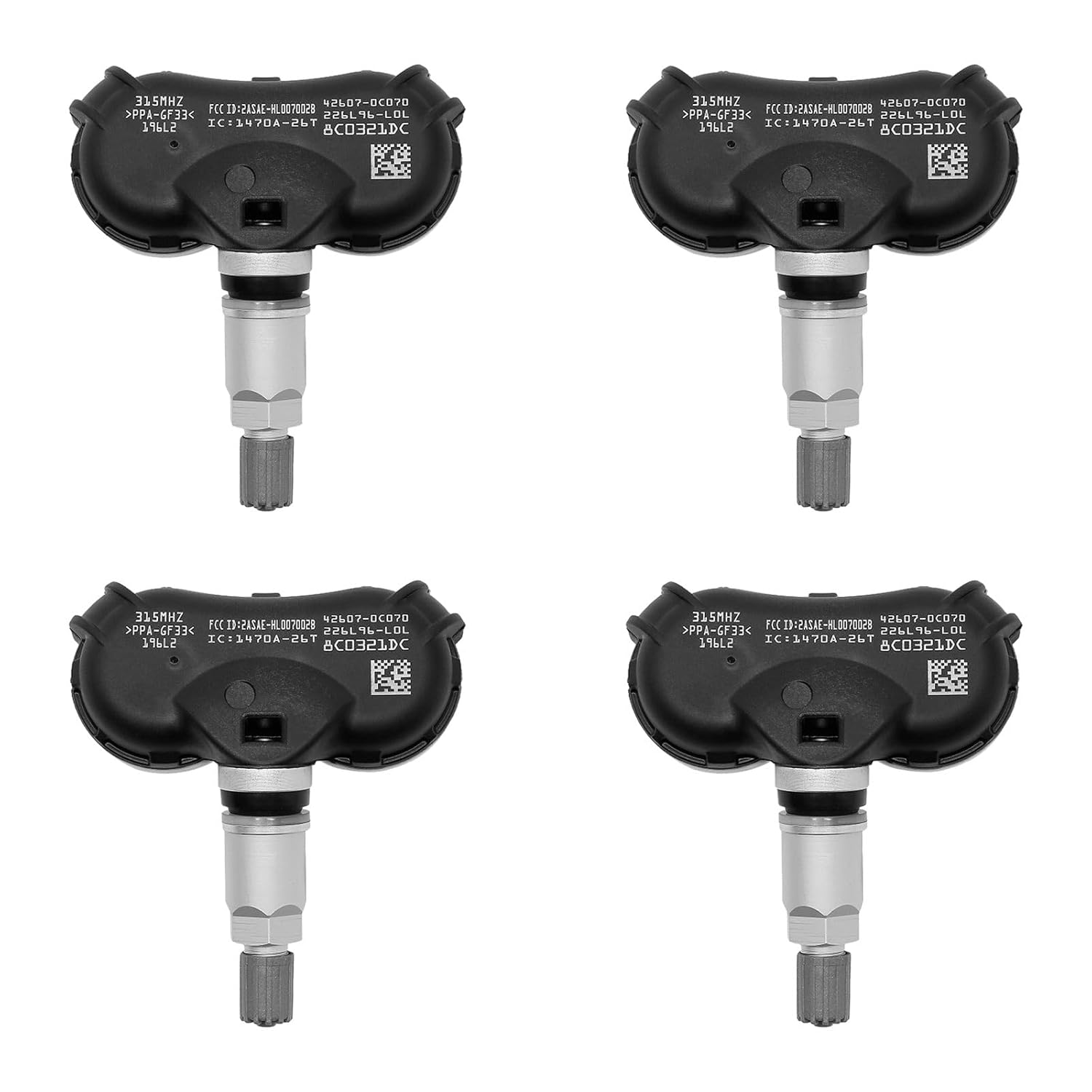 HQPASFY TPMS Sensor Compatible with Toyota 2007-2018 Sequoia 2007-2017 Tundra 2006-2019 Sienna Tire Pressure Monitoring Sensor 315MHz Replaces# 42607-0C070, 42607-08010 4PCS