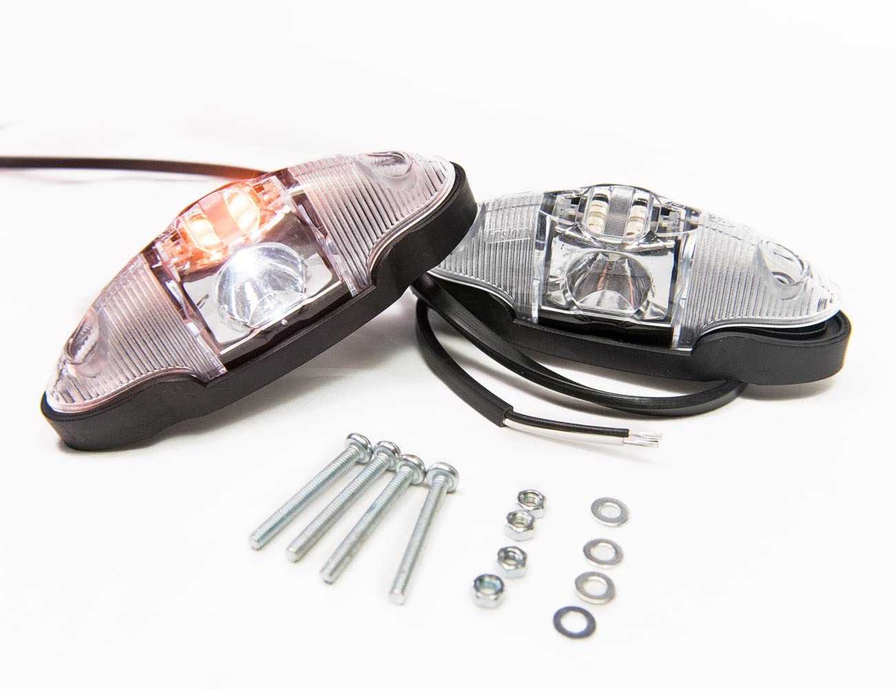 2 x luci di ingombro a LED luce di posizione luce di posizione 12-24 V, 3 colori: bianco, rosso, arancione per camion, rimorchi, roulotte