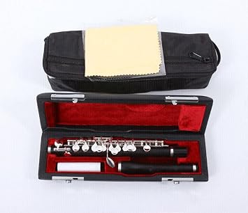 Vetimobato C key Piccolo Silver Plated Closed Hole Piccolos with Piccolo Case & Bag Suitable for beginners, students, adults, and professionals Ebony Wood Piccolo